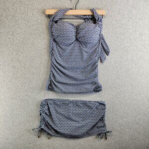 Helen Jon Bikini Womens S Navy Geometric Tankini Top M Hipster Bottom Modest